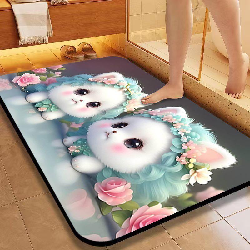 Kieselgur Saugmatte Cartoon Niedlicher Welpe Badezimmer Bodenmatte Toilette WC Tür Rutschfeste Fußmatte Schnelltrocknende Matte XL von Joom DACH