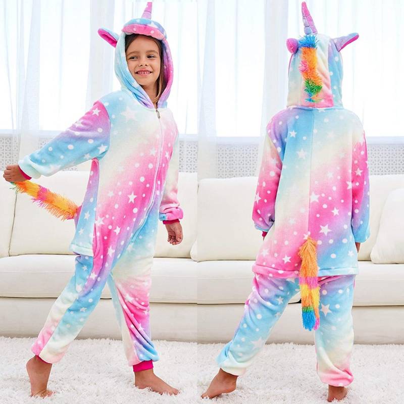Kigurumi Onesie Kinder Einhorn Pyjamas Für Kinder Tier Cartoon Schläfer Baby Kostüm Winter Mädchen Licorne Jumspuit 4t von Joom DACH