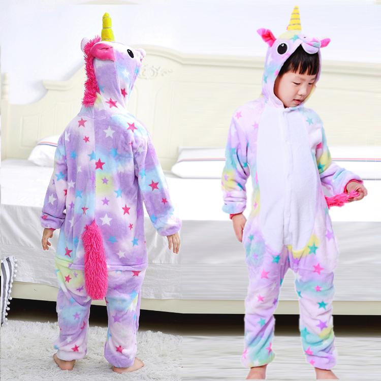 Kigurumi Onesie Kinder Einhorn Pyjamas Für Kinder Tier Cartoon Schläfer Baby Kostüm Winter Mädchen Licorne Jumspuit 5t von Joom DACH