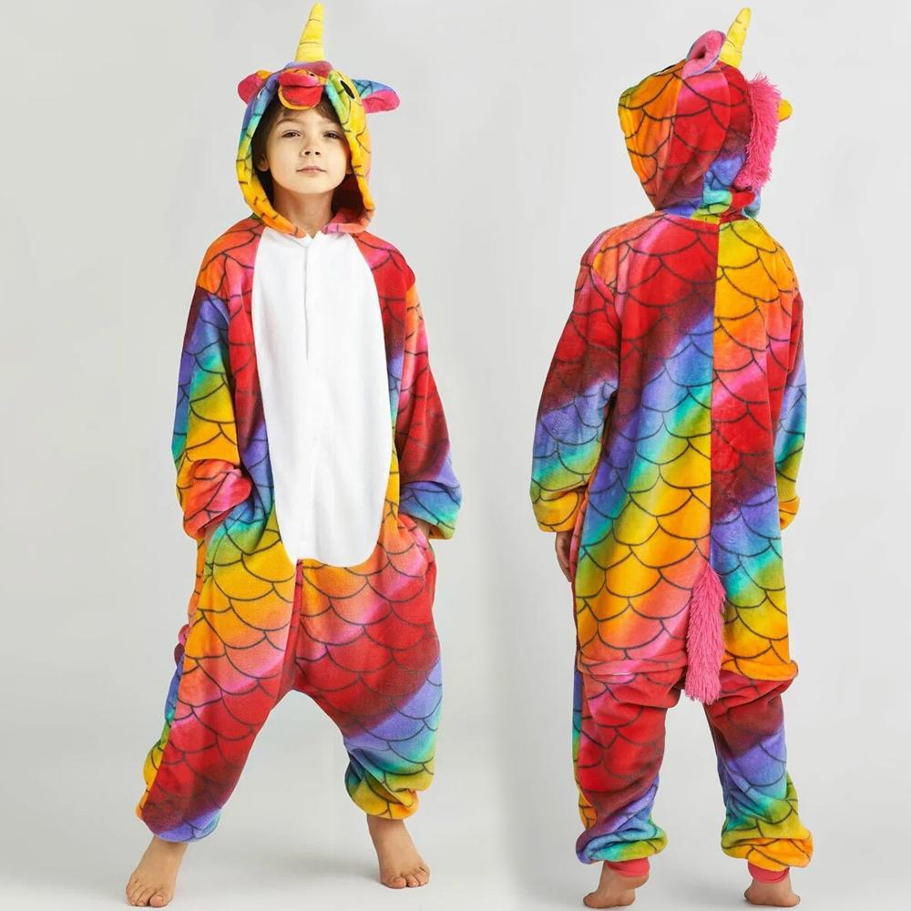 Kigurumi Onesie Kinder Einhorn Pyjamas Für Kinder Tier Cartoon Schläfer Baby Kostüm Winter Mädchen Licorne Jumspuit 6t von Joom DACH