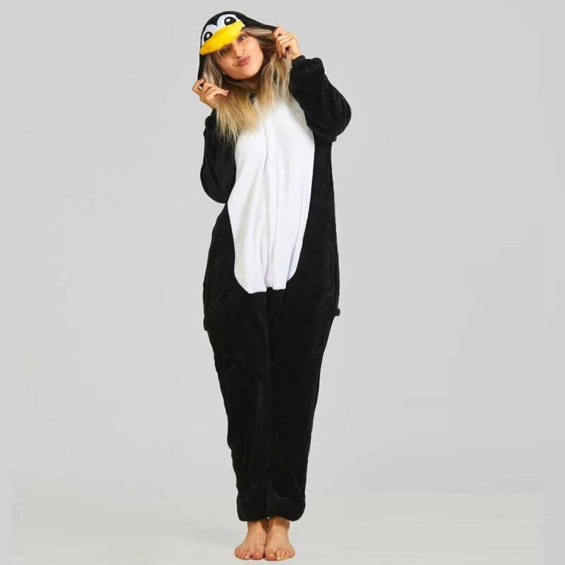 Kigurumi Tier Cosplay Kapuzen Overall Pyjamas Männer Frauen Langarm Winter Warme Strampler Nachtwäsche Panda Löwe, Leopard, Elefant, Zebra, Tiger Cosplay L von Joom DACH