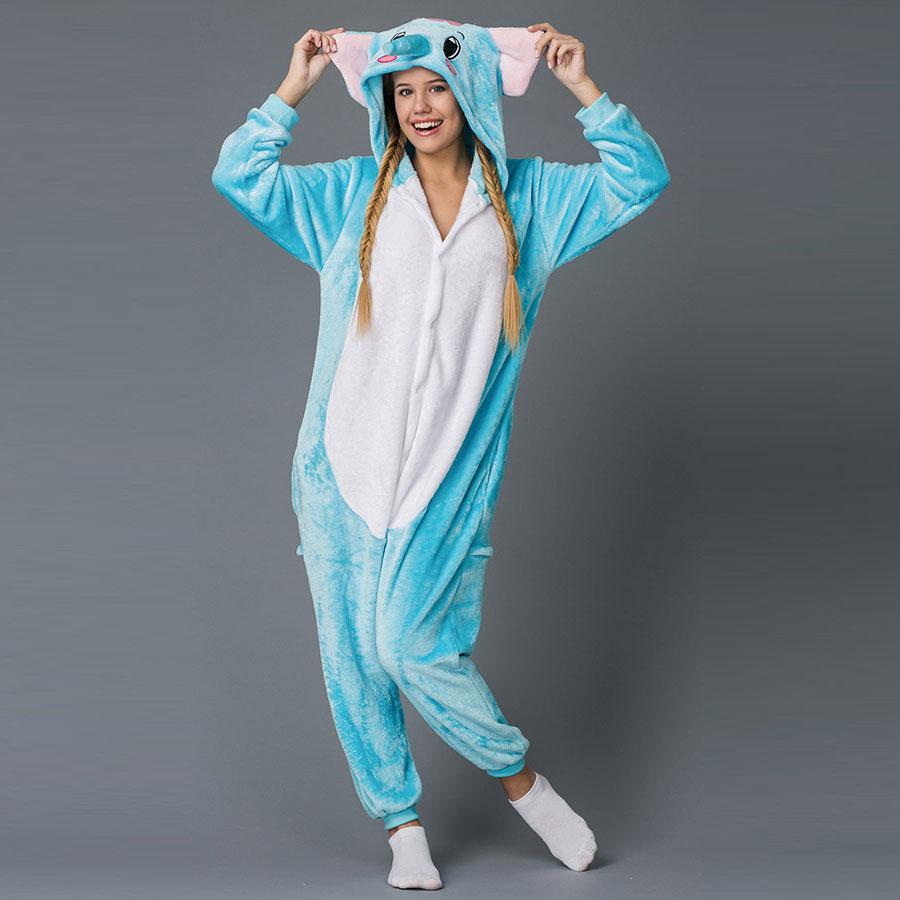 Kigurumi Tier Cosplay Kapuzen Overall Pyjamas Männer Frauen Langarm Winter Warme Strampler Nachtwäsche Panda Löwe, Leopard, Elefant, Zebra, Tiger Cosplay XL von Joom DACH