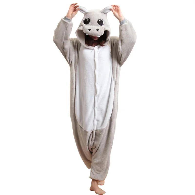 Kigurumi Tier Cosplay Kapuzen Overall Pyjamas Männer Frauen Langarm Winter Warme Strampler Nachtwäsche Panda Löwe, Leopard, Elefant, Zebra, Tiger Cosplay XL von Joom DACH