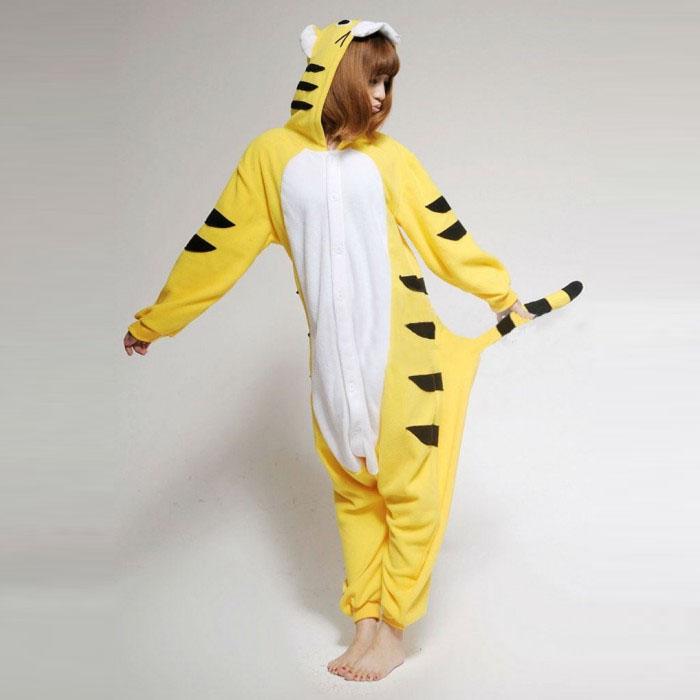 Kigurumi Tier Cosplay Kapuzen Overall Pyjamas Männer Frauen Langarm Winter Warme Strampler Nachtwäsche Panda Löwe, Leopard, Elefant, Zebra, Tiger Cosplay XL von Joom DACH
