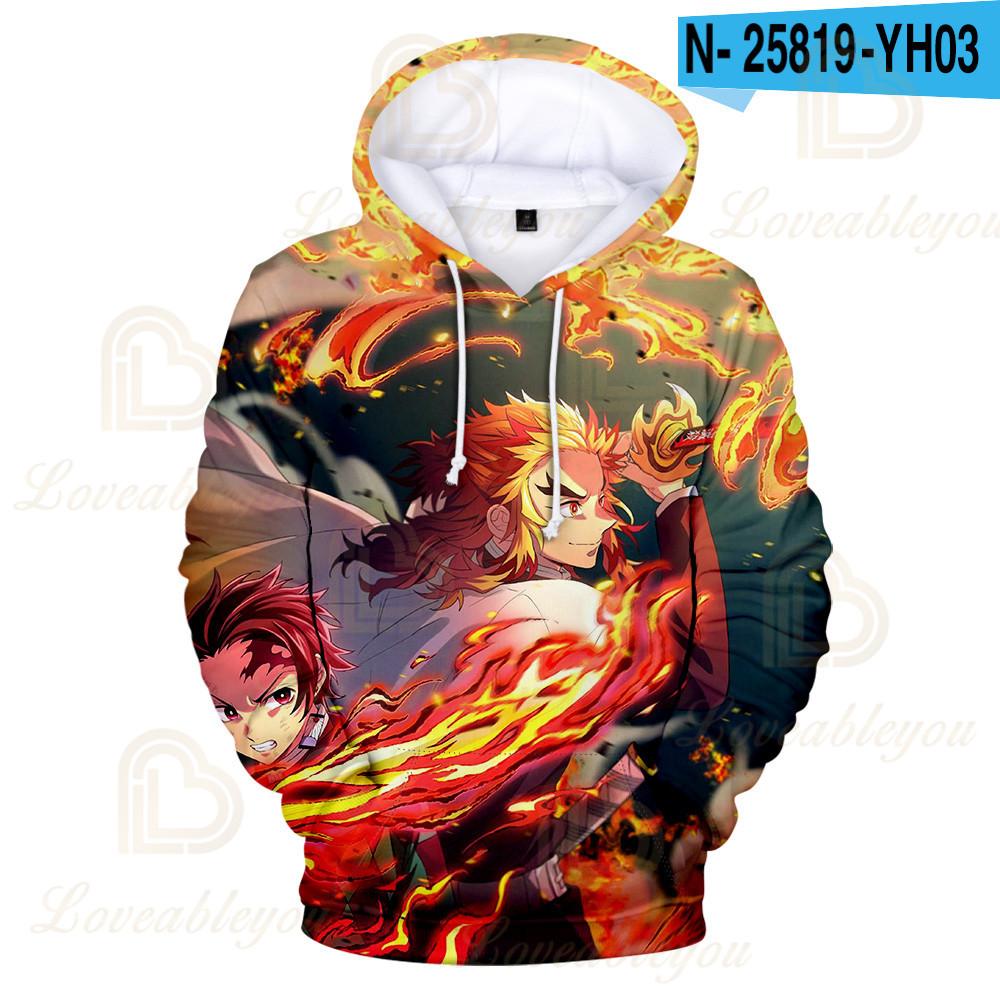 Kimetsu No Yaiba Anime 3D Hoodie Kochou Shinobu Cosplay Kostüm Demon Slayer Hoodies Männer Frauen Rengoku Shinjurou Sweatshirts 3XL von Joom DACH