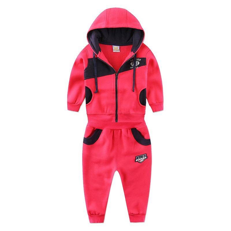Kind Baby Junge Und Mädchen Baumwolle Säuglingskleidung Pullover Reißverschluss Tasche Winter Frühling Set Stück Langarm Kinderkleidung Aapparel 7T rot von Joom DACH