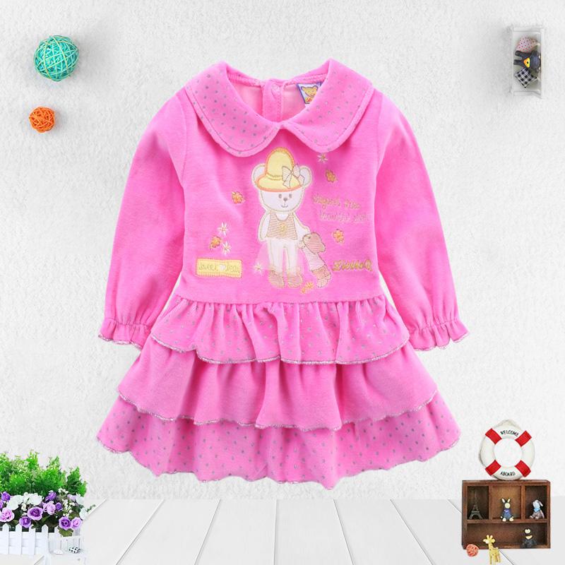 Kind Mädchen Tddler Stickerei Langarm Hochzeit Geburtstag Party Prinzessin Kleid Kinder Falten Rock Casual Muster Kleider 80 tief rosa von Joom DACH
