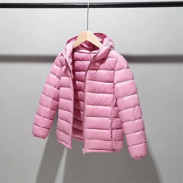 Kinder 2–12 Jahre alt, Daunen-Baumwolljacke, Kleidung für Jungen und Mädchen, mit Baumwolle gepolsterte Kleidung für Kinder, warme Daunenmäntel 6-7 rosa von Joom DACH