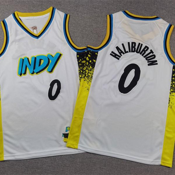 Kinder 2024-2025 Pacers #0 City Edition Haliburton Basketballtrikot - Weiß M von Joom DACH