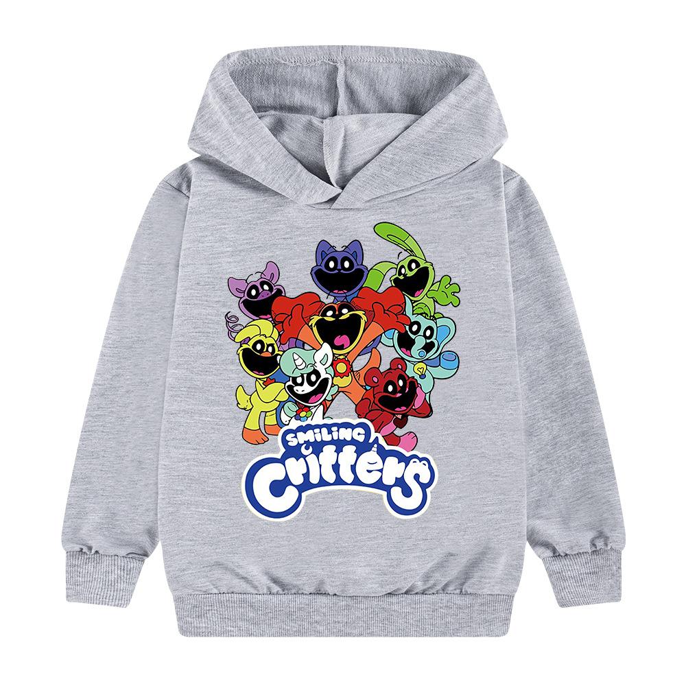 Kinder 3D Hoodie Smiling Critters Pullover Kinderpullover 130cm grau von Joom DACH