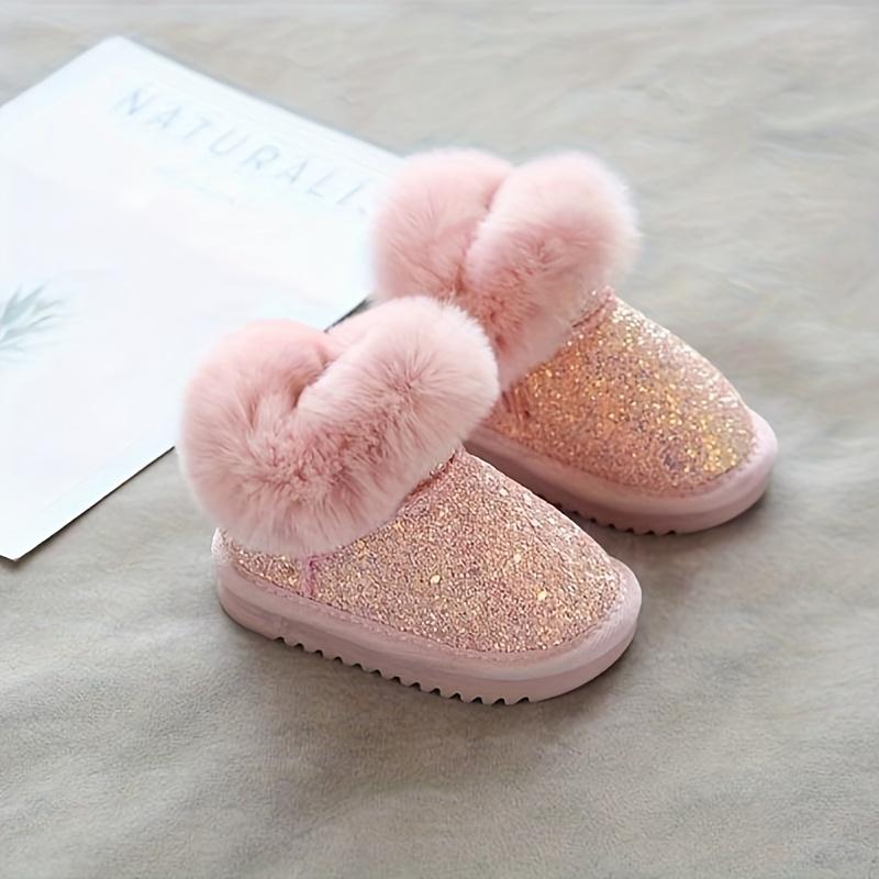 Kinder All-in-One Winterstiefel Fell Hohe Qualität Schlupf Schneeschuhe Einfacher Reißverschluss Weich mit Fell gefüttertes Inneres Jungen Mädchen Outdoor 26 rosa von Joom DACH