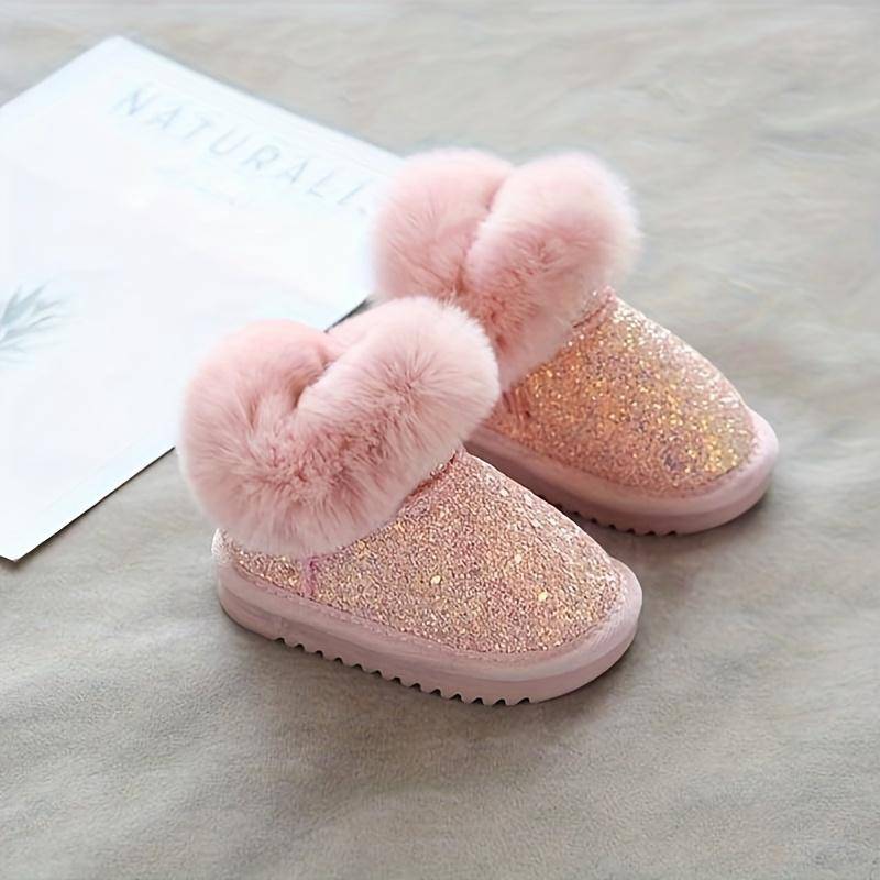 Kinder All-in-One Winterstiefel Fell Hohe Qualität Schlupf Schneeschuhe Einfacher Reißverschluss Weich mit Fell gefüttertes Inneres Jungen Mädchen Outdoor 26 rosa von Joom DACH