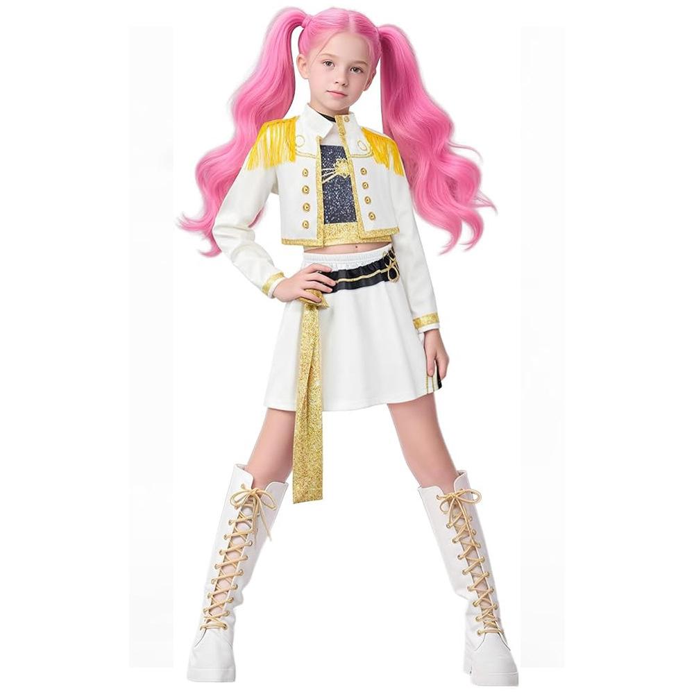 Kinder Anime Kpop Dämonenjäger Cosplay Kostüm Huntrix Rumi Mira Zoey Kleid Mädchen Halloween Party Kostüm Kids 130cm&Demon Hunters Cos von Joom DACH