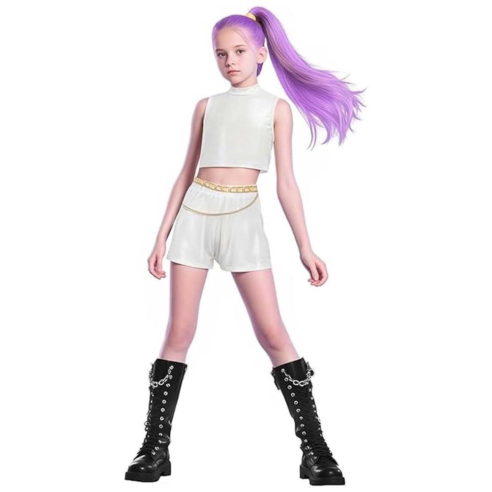 Kinder Anime Kpop Dämonenjäger Cosplay Kostüm Huntrix Rumi Mira Zoey Kleid Mädchen Halloween Party Kostüm Kids 130cm&Demon Hunters Cos von Joom DACH