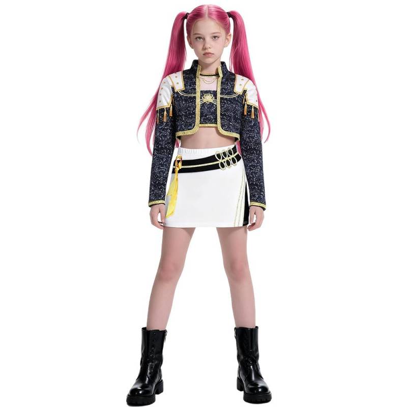 Kinder Anime Kpop Dämonenjäger Cosplay Kostüm Huntrix Rumi Mira Zoey Kleid Mädchen Halloween Party Kostüm Kids 140cm&Demon Hunters Cos von Joom DACH