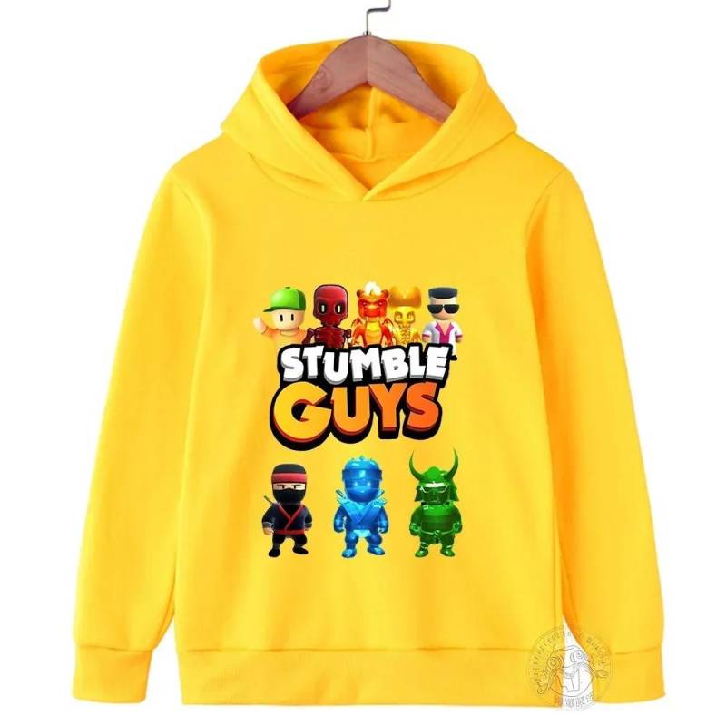 Kinder Anime Stumble Guys Kapuzensweatshirts Langarm Pullover Jungen Mädchen Spiel Print Hoodies Stumble Guys Kinder Hoodie Oberteile 110cm gelb von Joom DACH