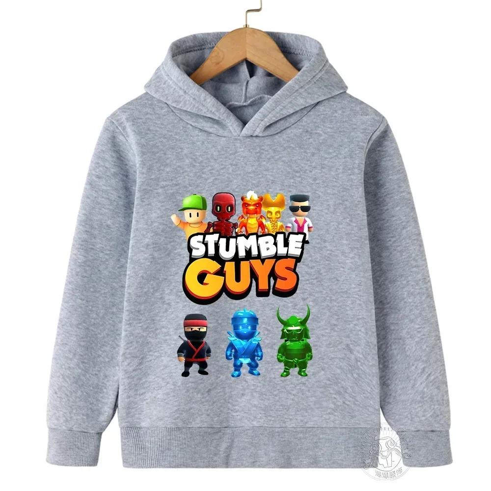 Kinder Anime Stumble Guys Kapuzensweatshirts Langarm Pullover Jungen Mädchen Spiel Print Hoodies Stumble Guys Kinder Hoodie Oberteile 120cm grau von Joom DACH