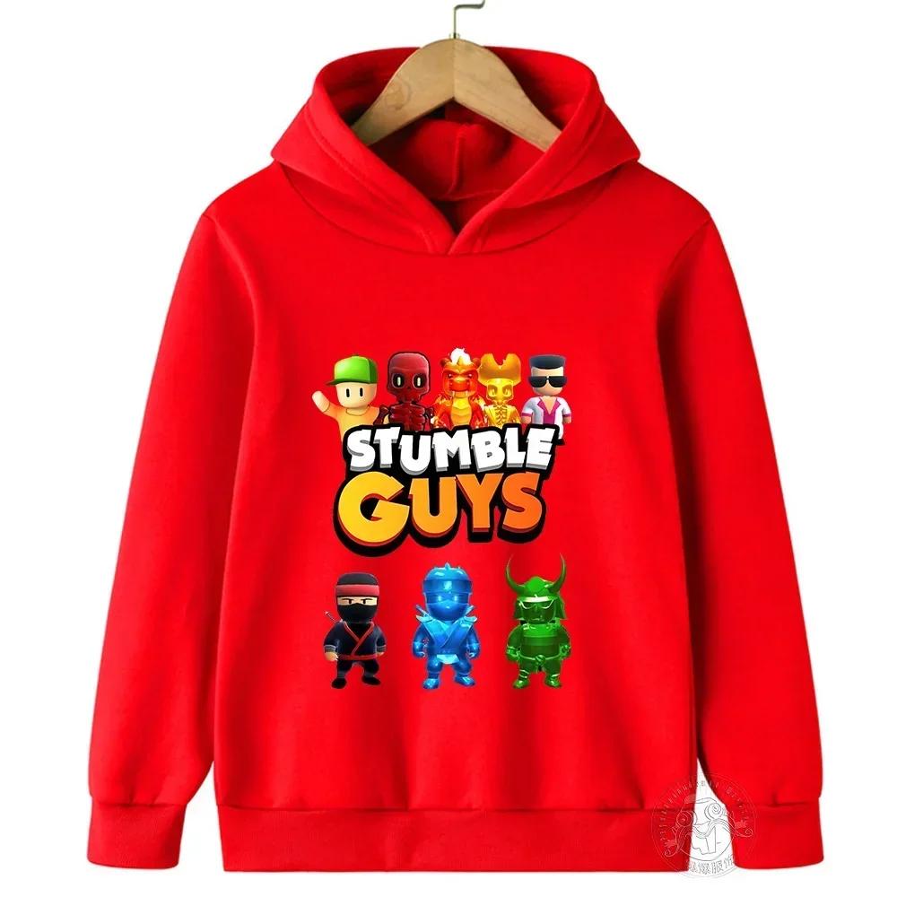 Kinder Anime Stumble Guys Kapuzensweatshirts Langarm Pullover Jungen Mädchen Spiel Print Hoodies Stumble Guys Kinder Hoodie Oberteile 130cm rot von Joom DACH
