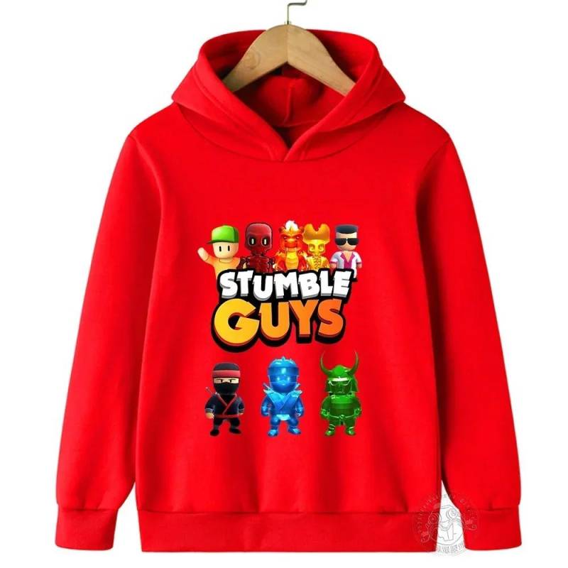 Kinder Anime Stumble Guys Kapuzensweatshirts Langarm Pullover Jungen Mädchen Spiel Print Hoodies Stumble Guys Kinder Hoodie Oberteile 130cm rot von Joom DACH