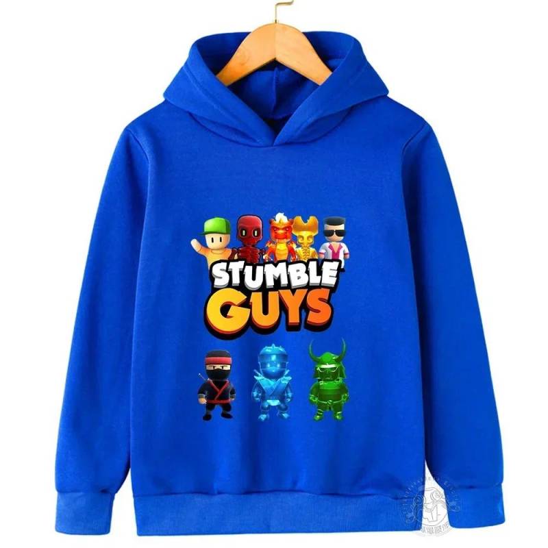 Kinder Anime Stumble Guys Kapuzensweatshirts Langarm Pullover Jungen Mädchen Spiel Print Hoodies Stumble Guys Kinder Hoodie Oberteile 140cm blau von Joom DACH
