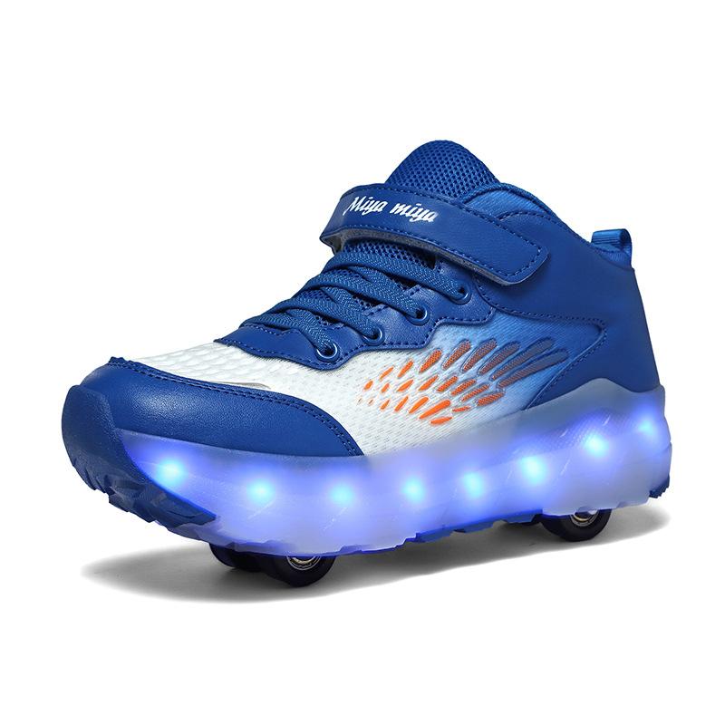 Kinder Ausreißschuhe Mädchen Doppelrad Leuchtskates Jungen Rollschuhe Studenten Leuchtschuhe 40 blau von Joom DACH
