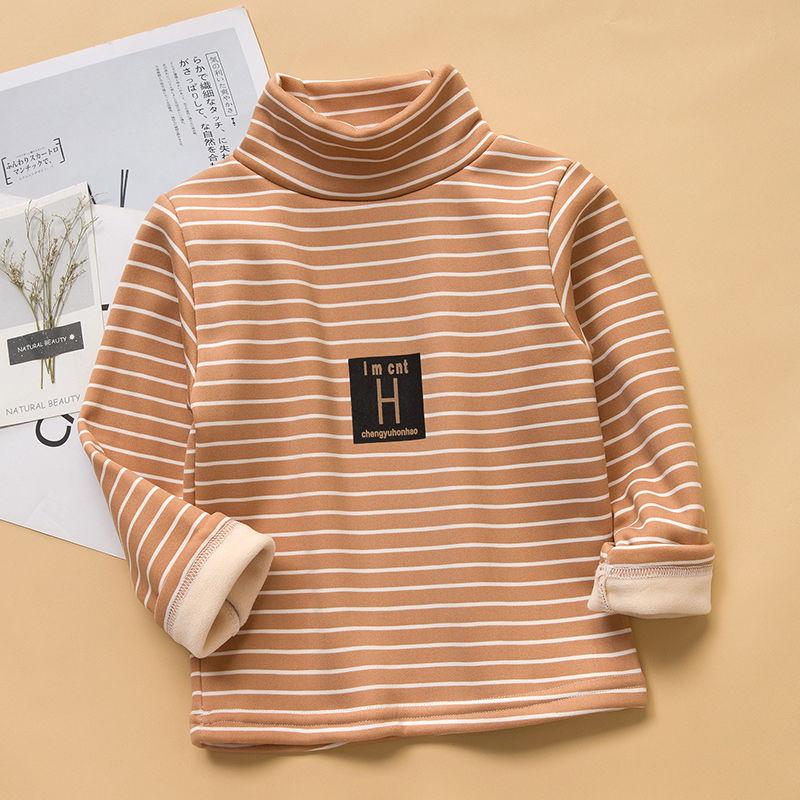 Kinder Baby Herbst und Winter Tops Jungen und Mädchen Plus Samt gepolsterte Stehkragen Langarm T-Shirts Warme Kinder Bottoming Shirt 110 von Joom DACH