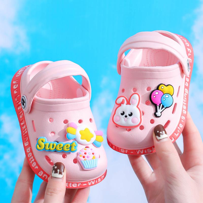 Kinder Baby Mädchen Jungen Nettes Kind Rutschfeste Weichen Boden Kleinkind Hause Kinder Loch Coole Sandalen Hausschuhe Cartoon Höhle loch Schuhe 24/25 rosa von Joom DACH