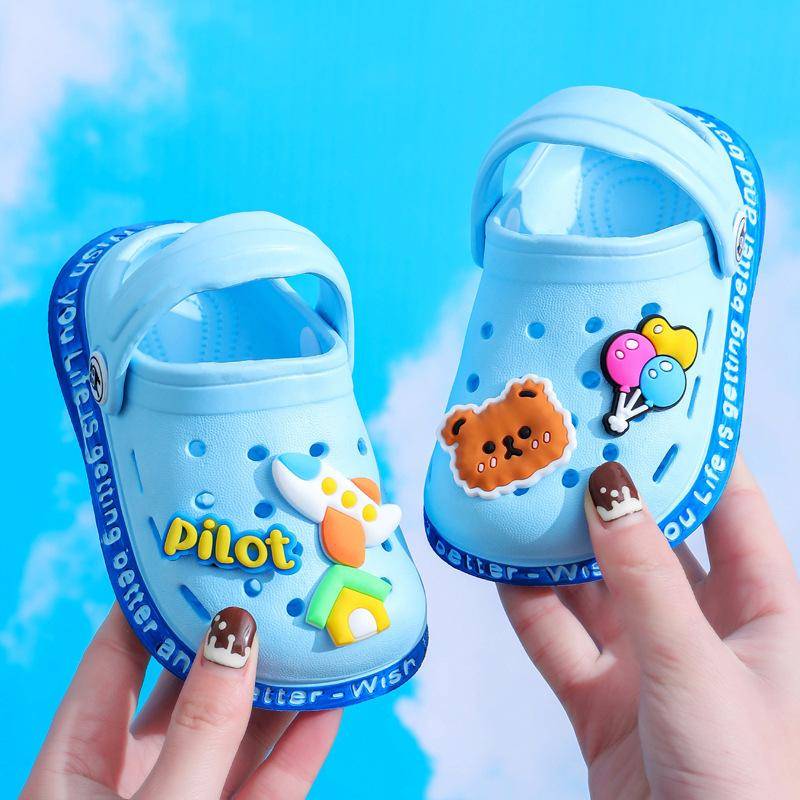 Kinder Baby Mädchen Jungen Nettes Kind Rutschfeste Weichen Boden Kleinkind Hause Kinder Loch Coole Sandalen Hausschuhe Cartoon Höhle loch Schuhe 24/25 von Joom DACH