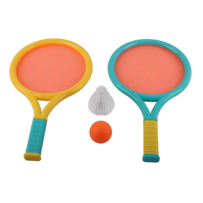 Kinder Badmintonschläger Rutschfest Langlebig Elastisch Tragbar Tennisschläger Set für Kinder 2 blau/gelb von Joom DACH