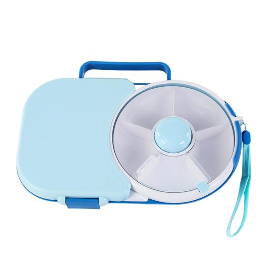 Kinder Brotdose Drehbarer Snack-Organizer 5-Fächer Bento-Box mit Kleinem Snack-Spinner Klappbarer Lunchbehälter für Schule Reise blau von Joom DACH