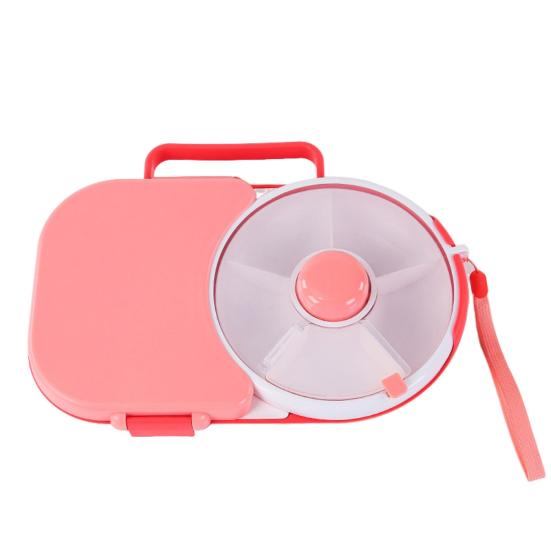 Kinder Brotdose Drehbarer Snack-Organizer 5-Fächer Bento-Box mit Kleinem Snack-Spinner Klappbarer Lunchbehälter für Schule Reise rosa von Joom DACH