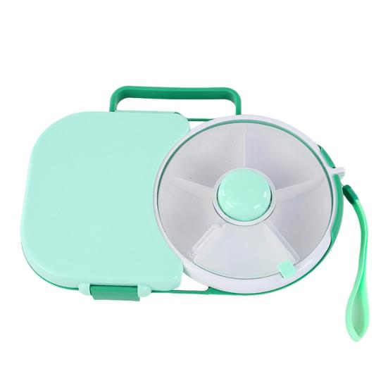 Kinder Brotdose Drehbarer Snack-Organizer 5-Fächer Bento-Box mit Kleinem Snack-Spinner Klappbarer Lunchbehälter für Schule Reise grün von Joom DACH