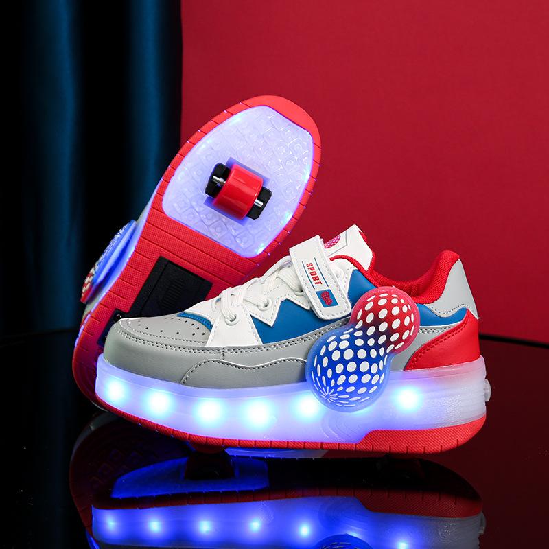 Kinder Bunte Lichter Lade-Rollschuhe Mädchen Skaten Rollschuhe Vierrädrige Kinder Laufschuhe 40 von Joom DACH