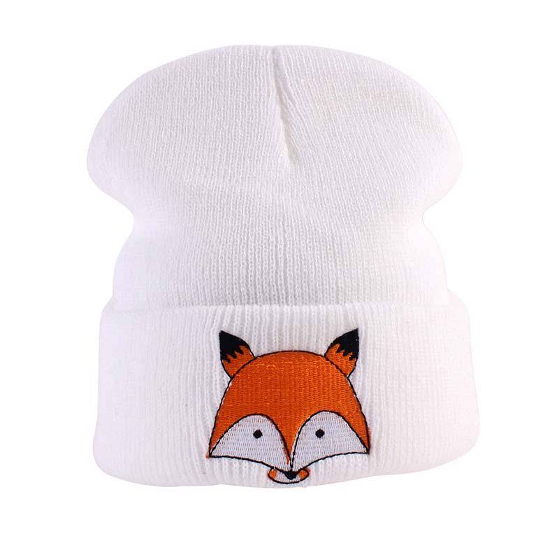 Kinder Cartoon Fuchs Muster Stricken Baby Hut Herbst Kinder Winter Kappe Warme Mützen Caps weiß von Joom DACH