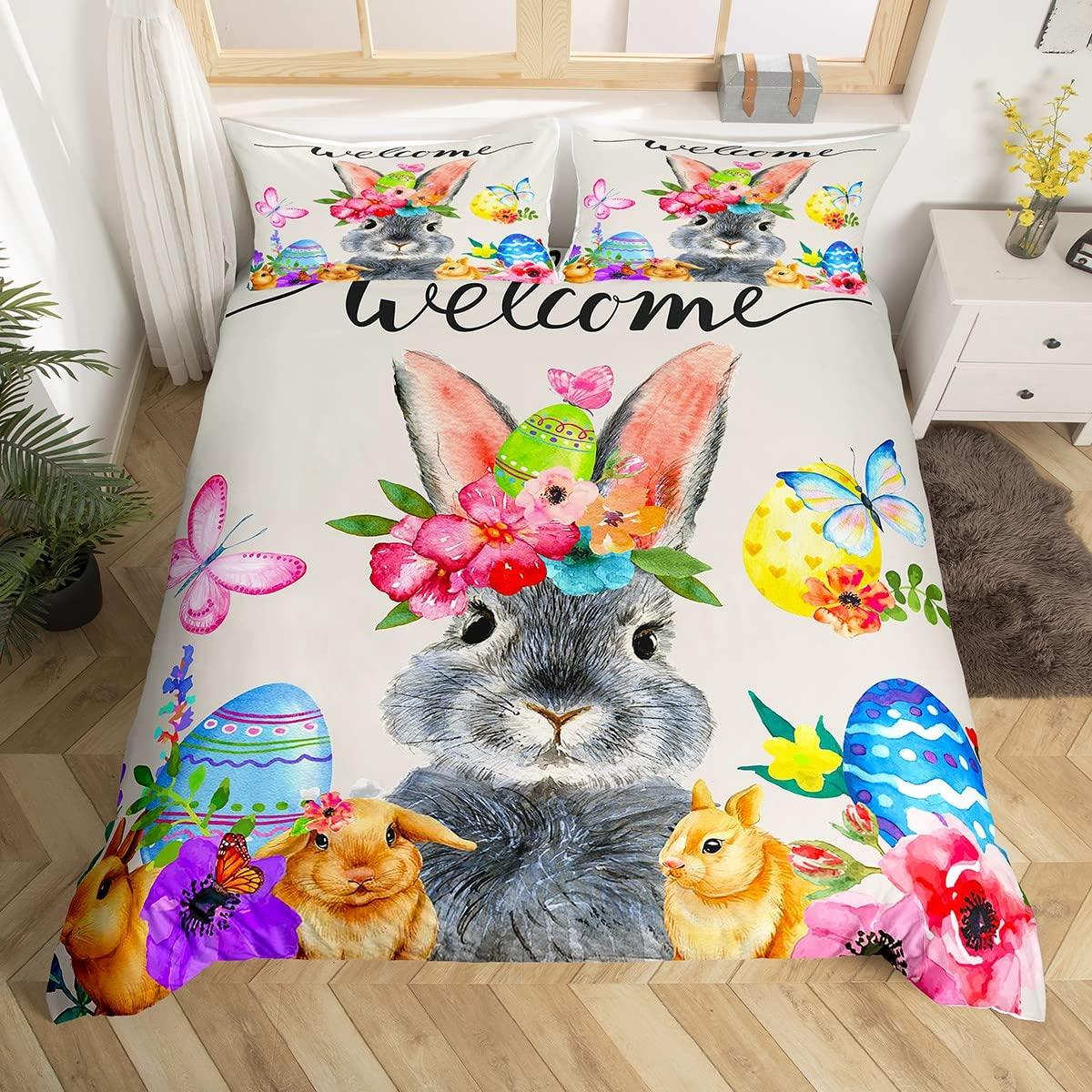 Kinder Cartoon Hase Karotte Königin König Bettbezug Jungen Mädchen Niedliches Häschen Bettwäsche Set Tier Steppdeckenbezug Polyester Bettdeckenbezug EU single(135x200cm) von Joom DACH