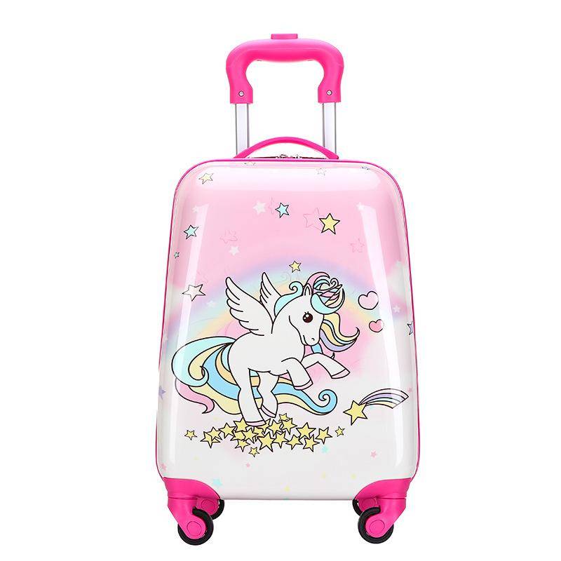 Kinder-Cartoon-Rollgepäck, Kinder-Reisekoffer auf Rad, Trolley-Gepäcktasche, Handgepäck-Koffer, für Kinder, Geschenk, rosa Mädchen-Trolley-Koffer 18 Zoll 18" von Joom DACH