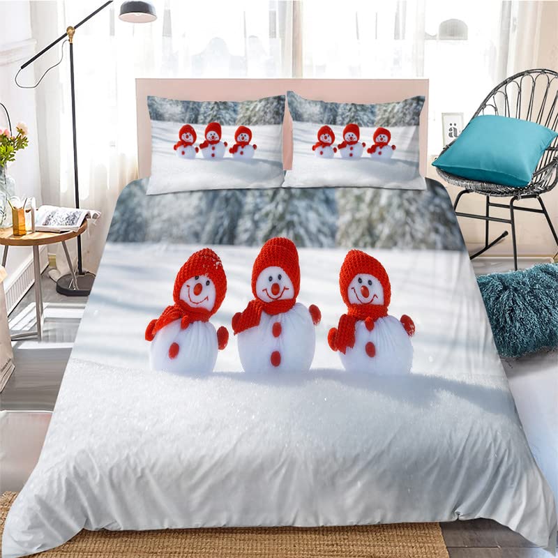 Kinder Cartoon Schneemann König Königin Bettbezug Winter Steppdeckenbezug Weiße Schneeflocke Weihnachten Bettwäsche-Set Polyester Bettdeckenbezug EU single(135x200cm) von Joom DACH