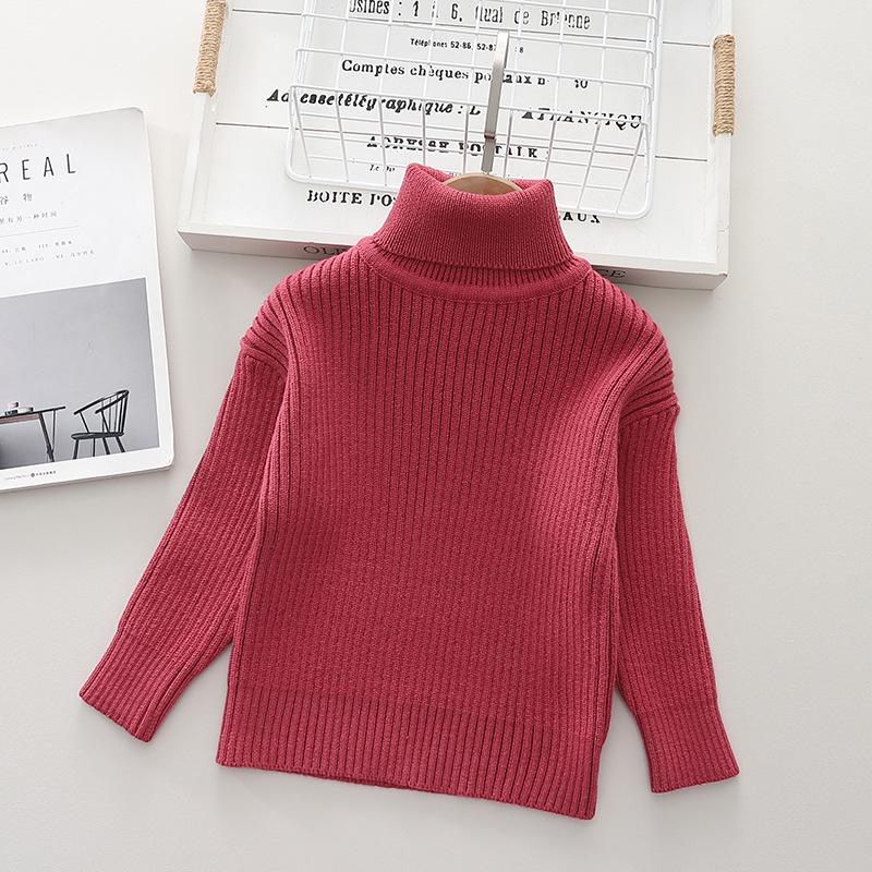 Kinder Casual Weiche Baumwolle Pullover Rollkragen Dünne Pullover für Mädchen Stricken Pullover Elastische Jumper Herbst Winter 100 rot von Joom DACH