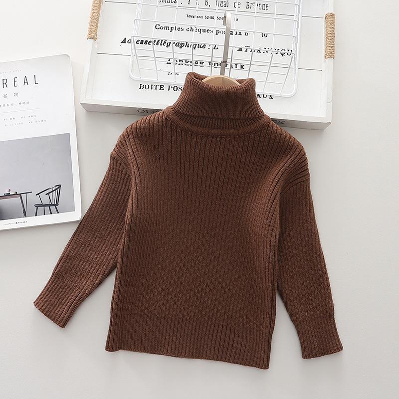 Kinder Casual Weiche Baumwolle Pullover Rollkragen Dünne Pullover für Mädchen Stricken Pullover Elastische Jumper Herbst Winter 90 khaki von Joom DACH