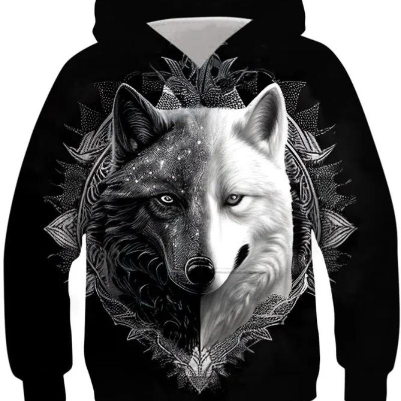 Kinder Chinesischer Stil Neujahr Löwe 3D Druck Jungen Casual Pullover Langarm Hoodies Jungen Sweatshirt Frühling Herbst Kinder Hoodie Tops 120CM von Joom DACH