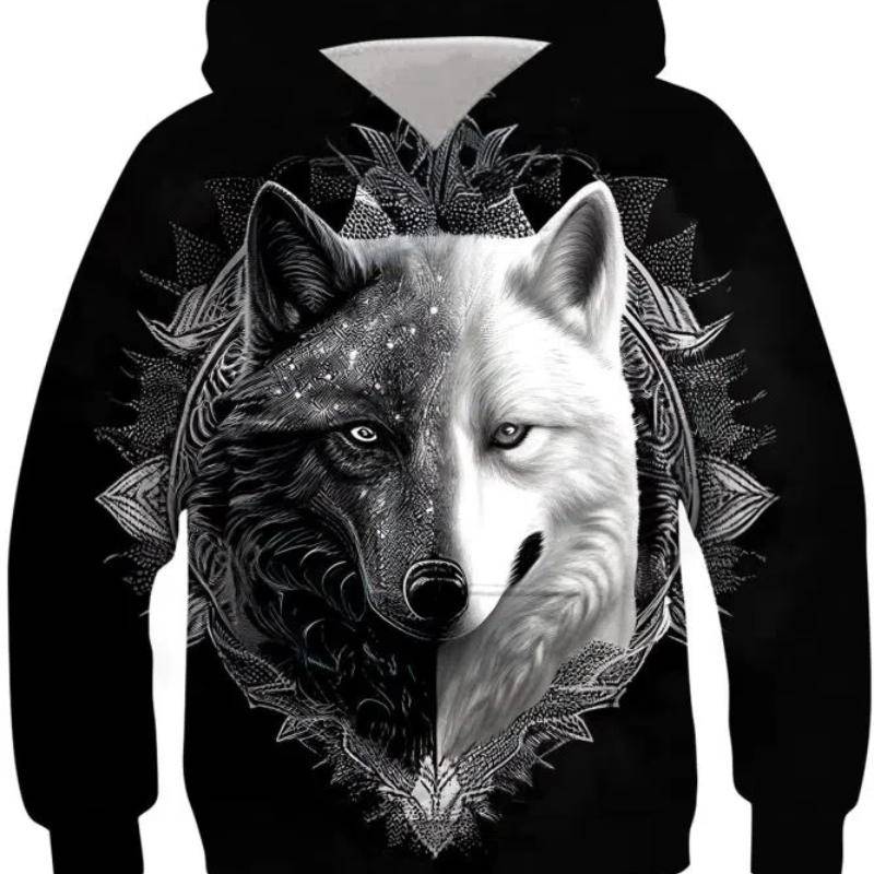 Kinder Chinesischer Stil Neujahr Löwe 3D Druck Jungen Casual Pullover Langarm Hoodies Jungen Sweatshirt Frühling Herbst Kinder Hoodie Tops 120CM von Joom DACH