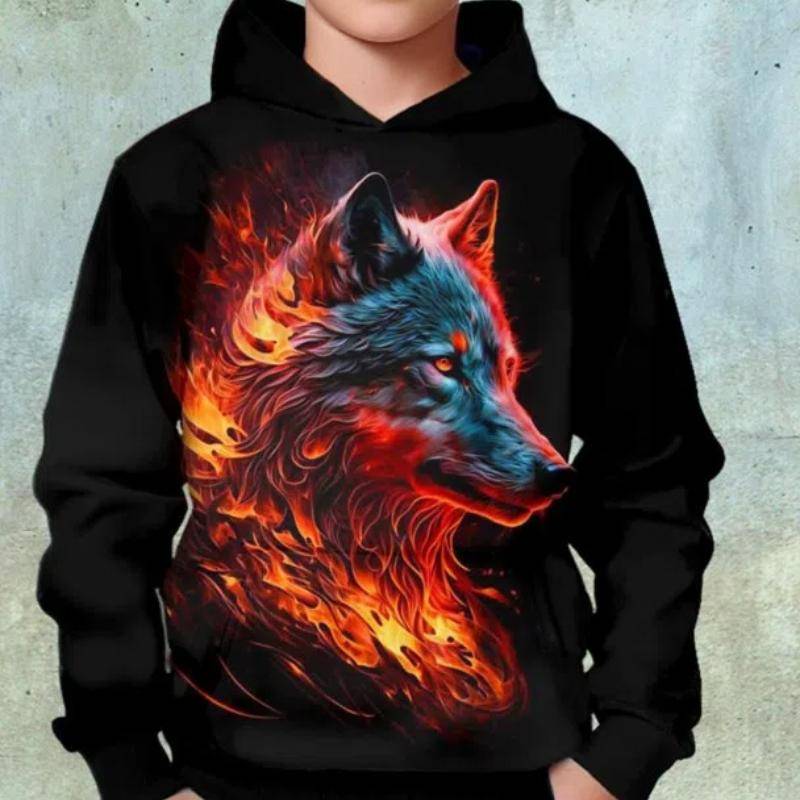 Kinder Chinesischer Stil Neujahr Löwe 3D Druck Jungen Casual Pullover Langarm Hoodies Jungen Sweatshirt Frühling Herbst Kinder Hoodie Tops 140CM von Joom DACH