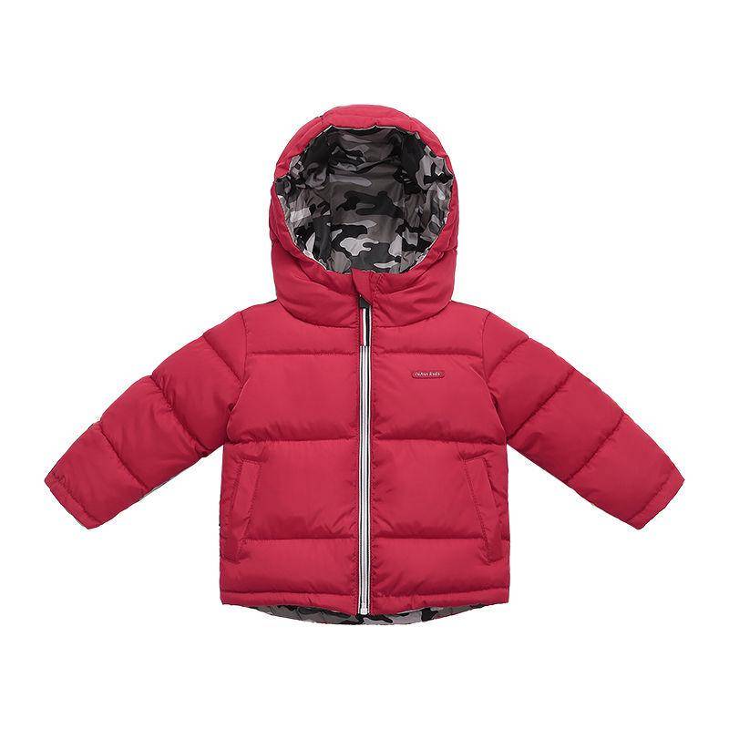 Kinder-Daunenjacke, doppelseitig, für Jungen und Mädchen, dicke Winterkleidung, mit Baumwolle gefütterte Jacke, Kindermantel 120cm rot von Joom DACH
