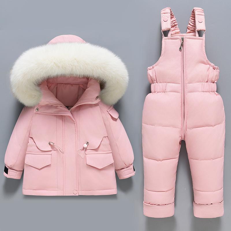 Kinder Daunenjacke Anzüge Jungen und Mädchen Winter Baby Daunenjacke Zweiteiliger Anzug 90cm von Joom DACH