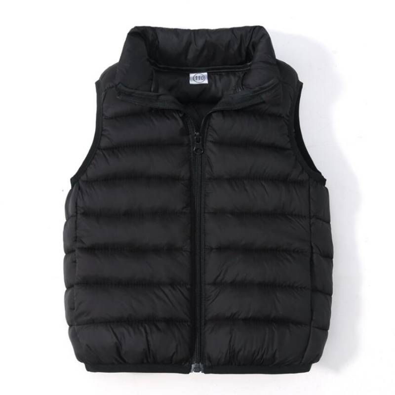 Kinder Daunenweste Winter Leichte Jacke Lässig Stehkragen Weste Kinder Mode Korea Mantel Herbstkleidung für Jungen Mädchen Westen 140 schwarz von Joom DACH