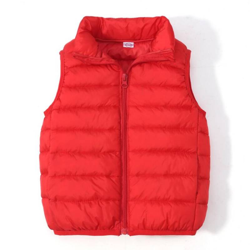 Kinder Daunenweste Winter Leichte Jacke Lässig Stehkragen Weste Kinder Mode Korea Mantel Herbstkleidung für Jungen Mädchen Westen 140 rot von Joom DACH