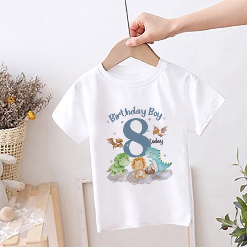 Kinder Dinosaurier Bedrucktes Geburtstags-T-Shirt 1–12 Zahl Geburtstag Kleidung Tops Jungen Dino Thema Party Outfits Kind Kurzarm Shirt 9-10T(150cm) von Joom DACH