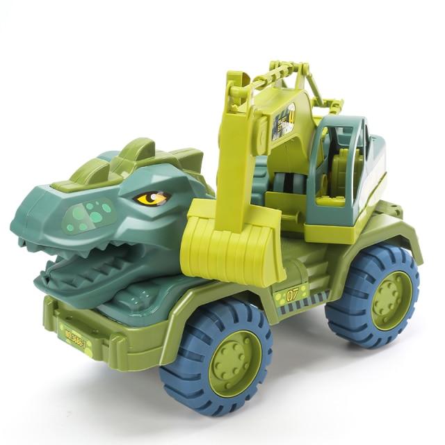 Kinder-Dinosaurier-Spielzeugauto, großes technisches Fahrzeugmodell, pädagogisches Spielzeug, Transportfahrzeug, Spielzeug, Junge, Mädchen, mit Dinosaurier-Geschenk Dinosaur toy car von Joom DACH