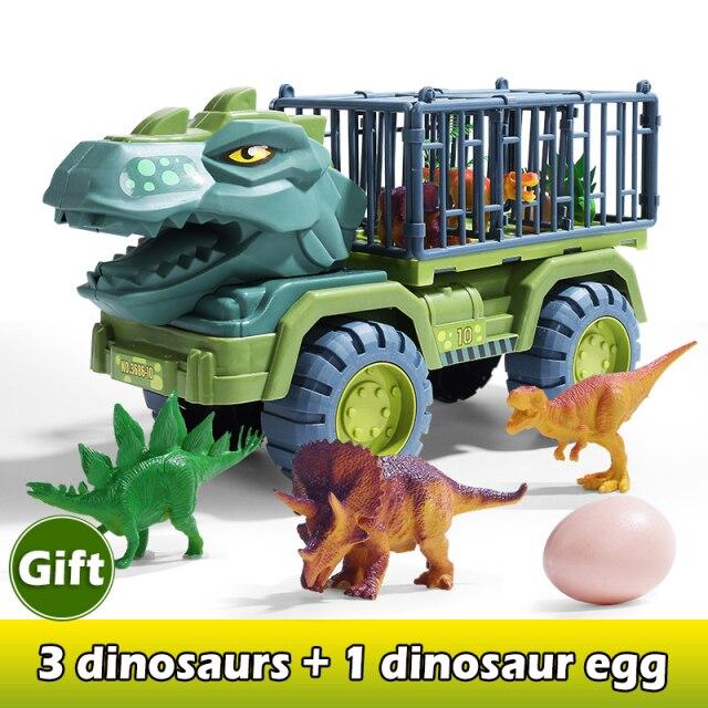 Kinder-Dinosaurier-Spielzeugauto, großes technisches Fahrzeugmodell, pädagogisches Spielzeug, Transportfahrzeug, Spielzeug, Junge, Mädchen, mit Dinosaurier-Geschenk Dinosaur toy car von Joom DACH