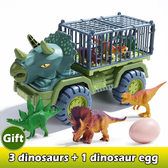 Kinder-Dinosaurier-Spielzeugauto, großes technisches Fahrzeugmodell, pädagogisches Spielzeug, Transportfahrzeug, Spielzeug, Junge, Mädchen, mit Dinosaurier-Geschenk Dinosaur toy car von Joom DACH